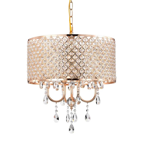 Warehouse of Tiffany Lucilia 18 in. 4-Light Indoor Polished Copper Finish Chandelier with Light Kit