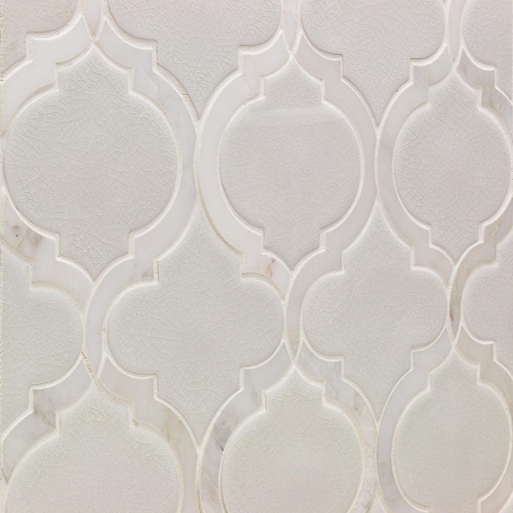 Glacier White Arabesque Ceramic Mosaic Tile Sheet