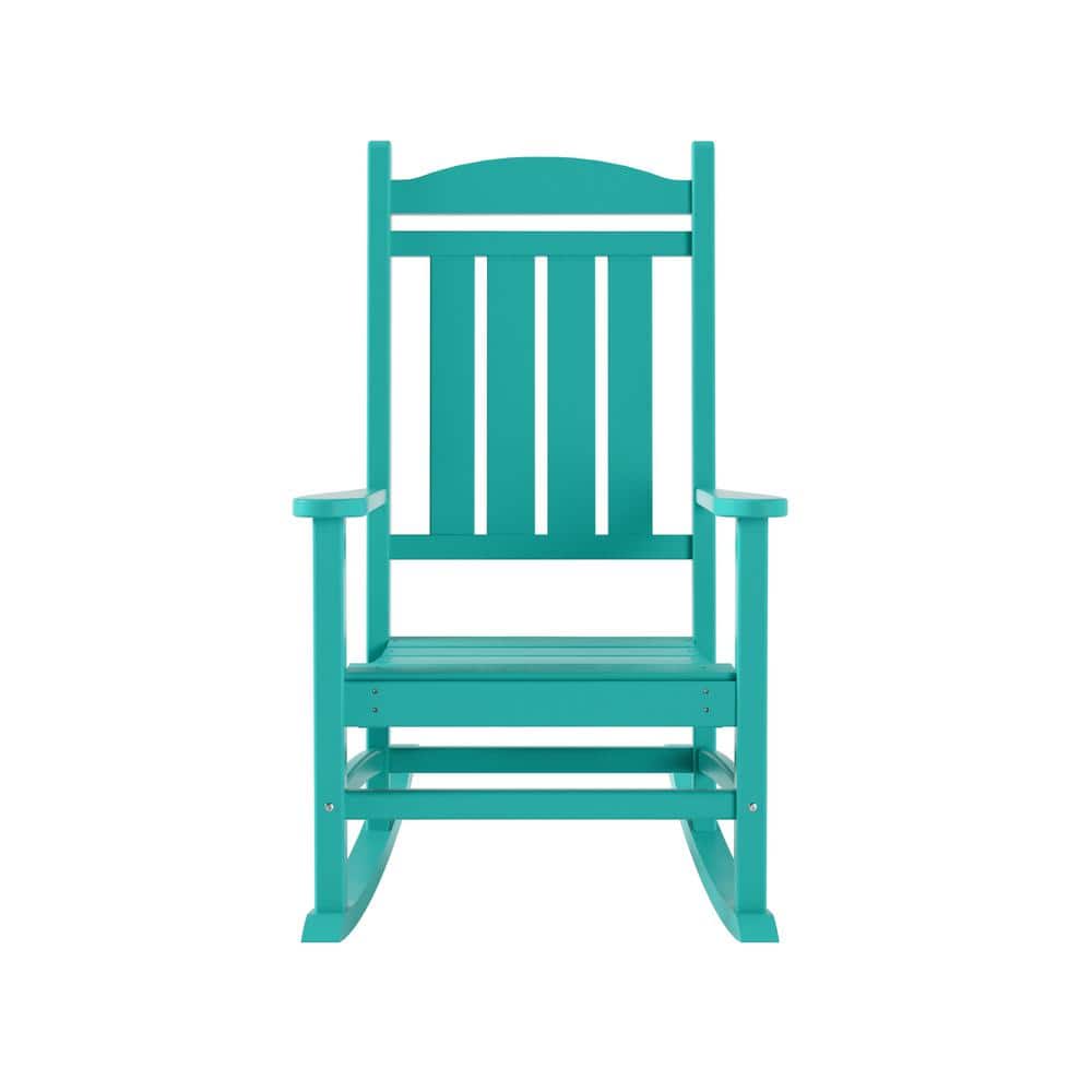 Laguna Traditional Turquoise Poly Rocking Chair with Arms