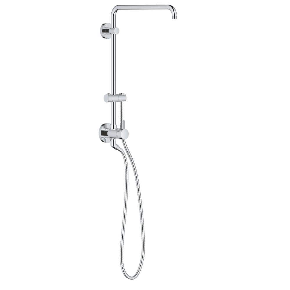 Chrome Adjustable Height Multi-Head Wall Mounted Shower System