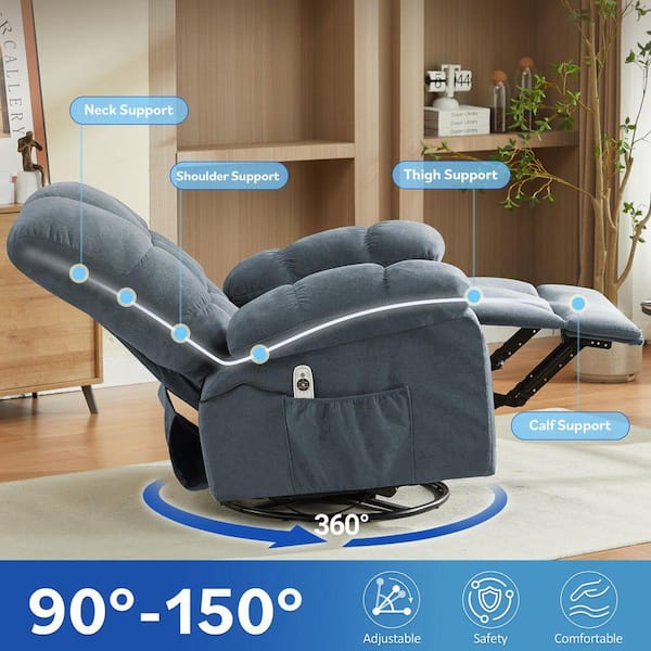 Z-joyee Blue Fabric Recliners Vibration Massage and Lumbar Heating