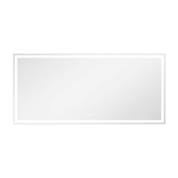77 in. W x 36 in. H Rectangular Frameless LED Wall Bathroom Vanity Mirror, Tempered Glass
