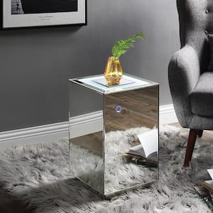 Fierce 22 in. White and Black Short Rectangle Wood Top End Table