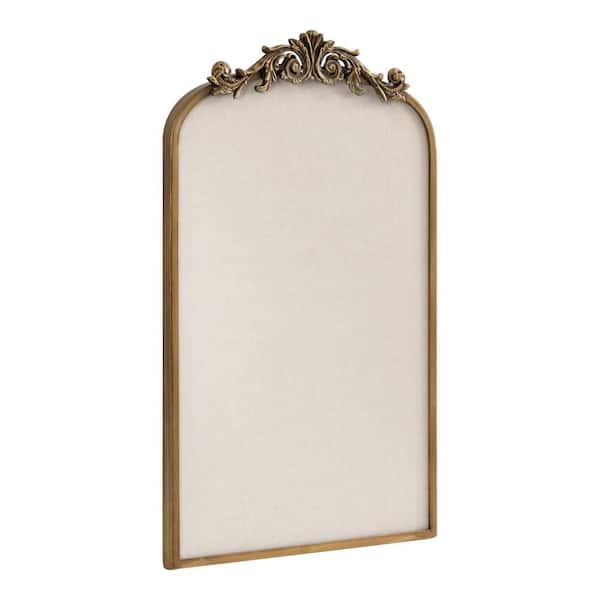 Kate and Laurel Arendahl 31 in. x 19 in. Gold Metal Framed Fabric Pinboard Memo Board