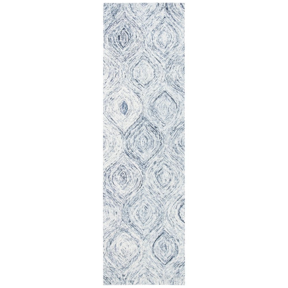 Silver and Grey Hand-Tufted Wool Ikat Runner Rug