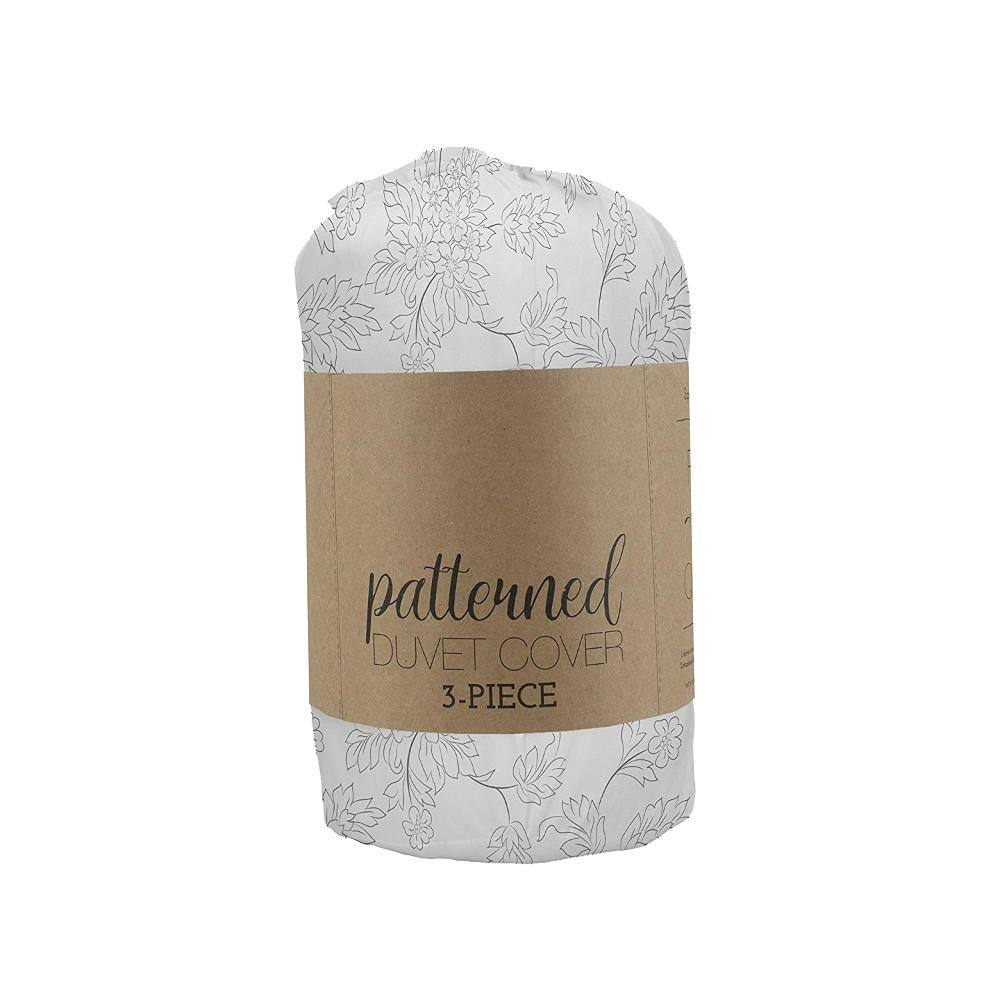 Gray Twin/Twin XL Microfiber Vine Pattern Duvet Cover Set