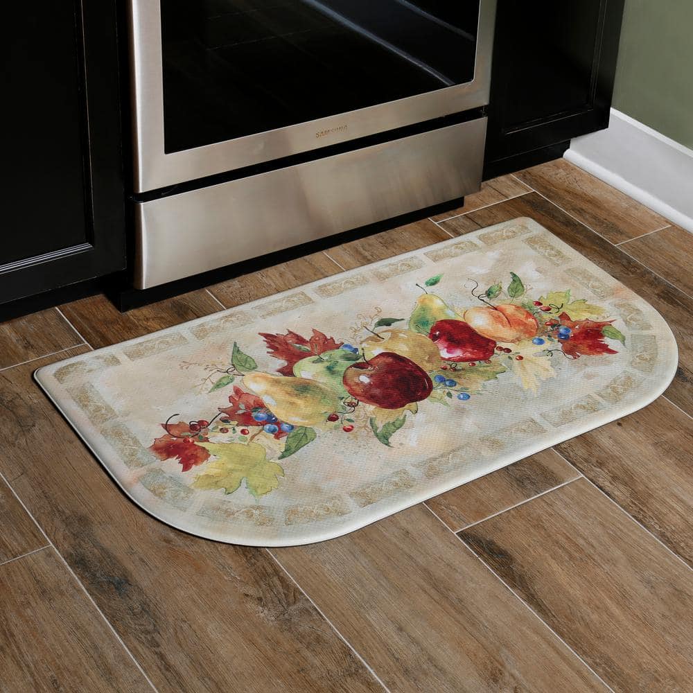 Beige PVC Fruit Slice Anti-Fatigue Kitchen Floor Mat