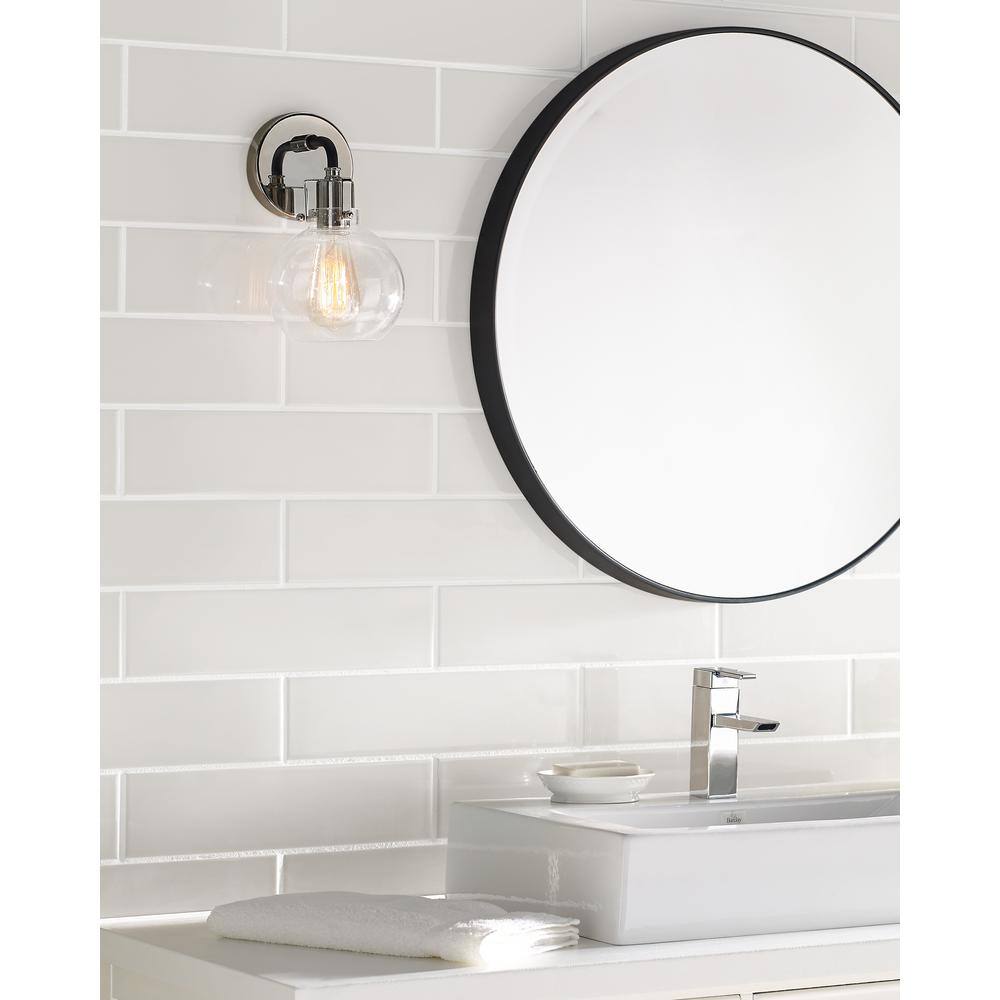 Clara Polished Nickel & Textured Black 1-Light Dimmable Jelly Jar Sconce
