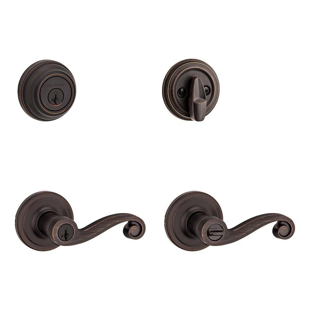 Lido Venetian Bronze Single Cylinder Deadbolt and Keyed Entry Front Door Handle Combo Set Featuring SmartKey Security price history on PriceWatchPro