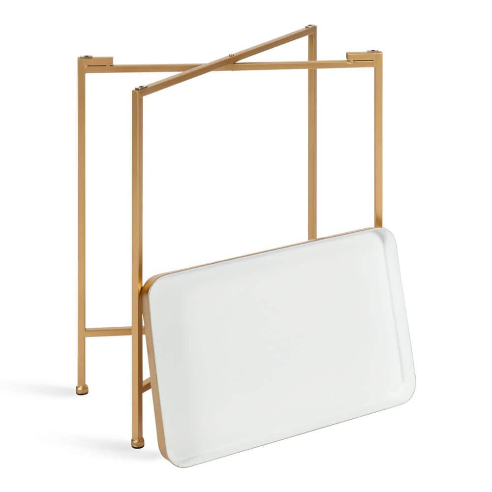 White and Gold Metal Foldable Tray Table