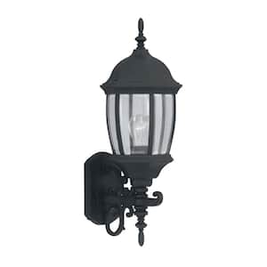 Tiverton 21.5 in. Black 1-Light Outdoor Line Voltage Wall Sconce with No Bulb Included