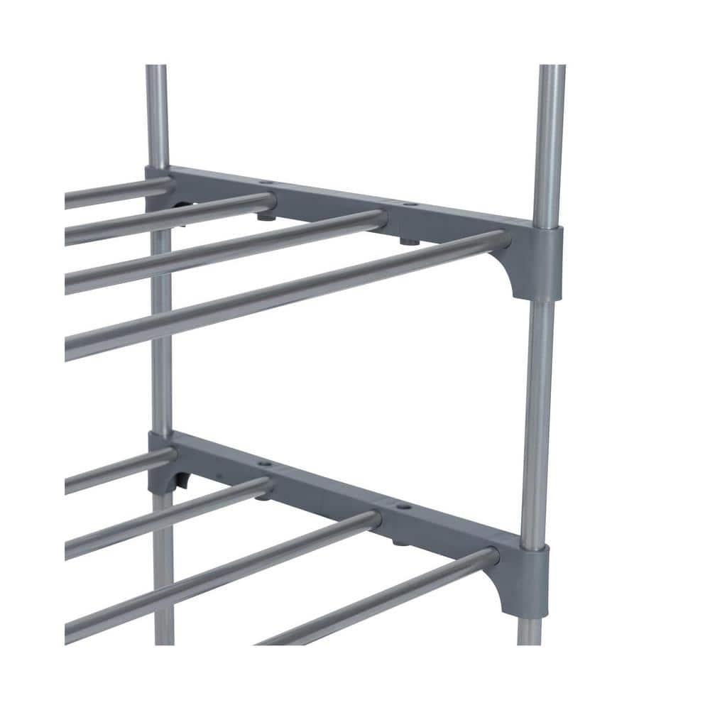 Gray 5-Tier Stackable Metal Shoe Rack for Closets