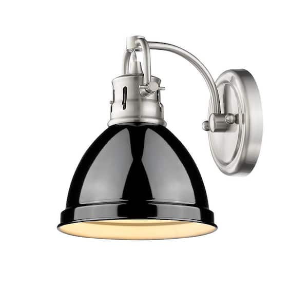 Duncan Pewter 1-Light Bath Light with Black Shade