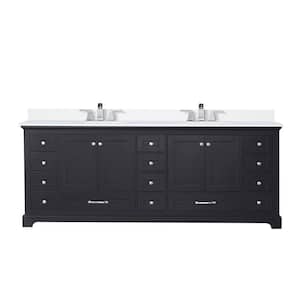 Dukes 84 in. W x 22 in. D Espresso Double Bath Vanity, Cultured Marble Top, and Faucet Set