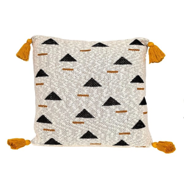 Poki 20 X 20 Transitional Beige Throw Pillow