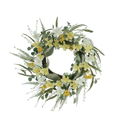 24 in. Artificial Dogwood Floral Spring Wreath