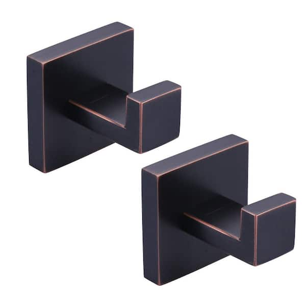 WOWOW Stainless Steel Single J-Hook Robe/Towel Hook in Oil Rubbed Bronze 2-Pack