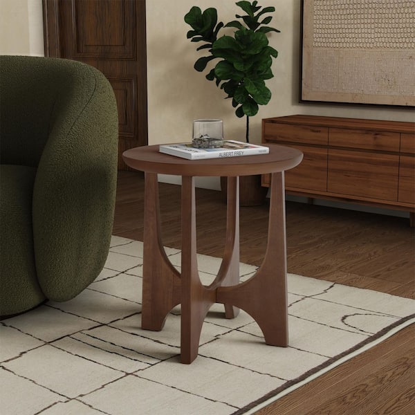 Sasha 20 in. Medium Oak Round Wood End Table