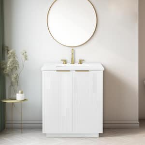 Addison 30 in. W Bath Vanity in White with Engineered Stone Top in Ariston White with White Sink