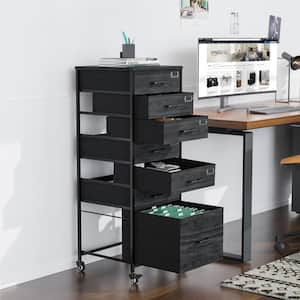 7-Drawers Black and Grey Engineered Wood 18.9 in. W Vertical File Cabinet