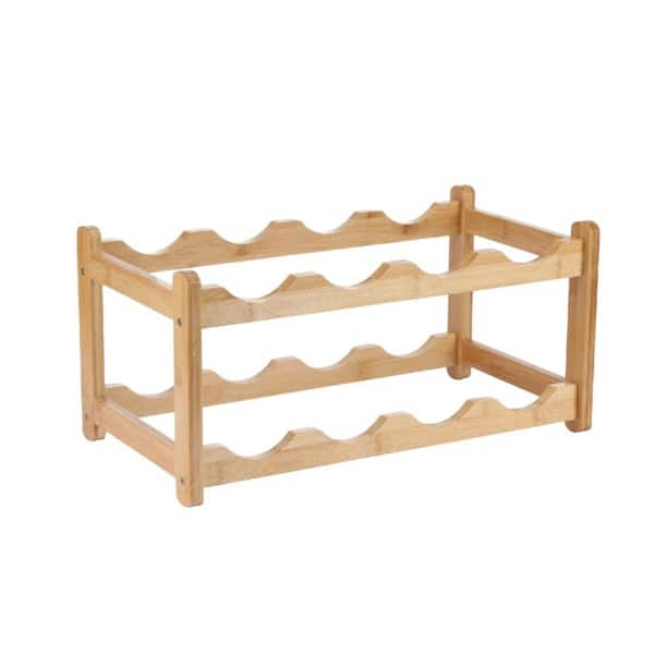 8 in. x 16.8 in. Wine Rack 8-Bottle Bamboo for Wine Lovers, Kitchens, in Pantries, as Room Decor, and Bars (1-Pack)
