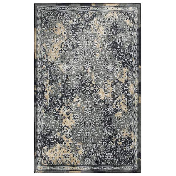 Mohawk Home Garden City Charcoal 5 ft. x 8 ft. Distressed Area Rug