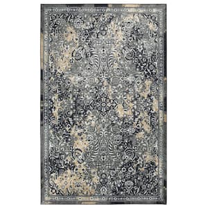 Garden City Charcoal 8 ft. x 10 ft. Distressed Area Rug