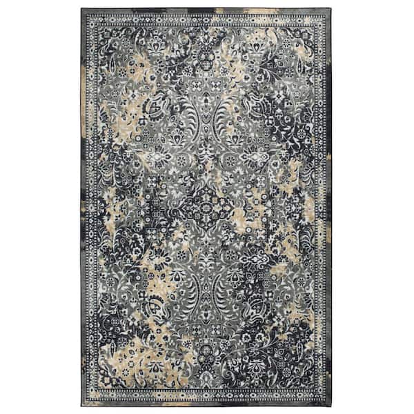 Mohawk Home Garden City Charcoal 4 ft. x 6 ft. Distressed Area Rug