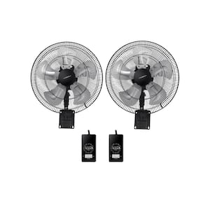 18 in. Black 5 Speeds Household Commercial Wall Fan with Adjustable Head, 90 Degree Horizontal Oscillation, 2-Pack