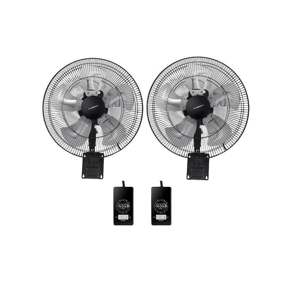 Adrinfly 18 in. Black 5 Speeds Household Commercial Wall Fan with Adjustable Head, 90 Degree Horizontal Oscillation, (2-Pack)