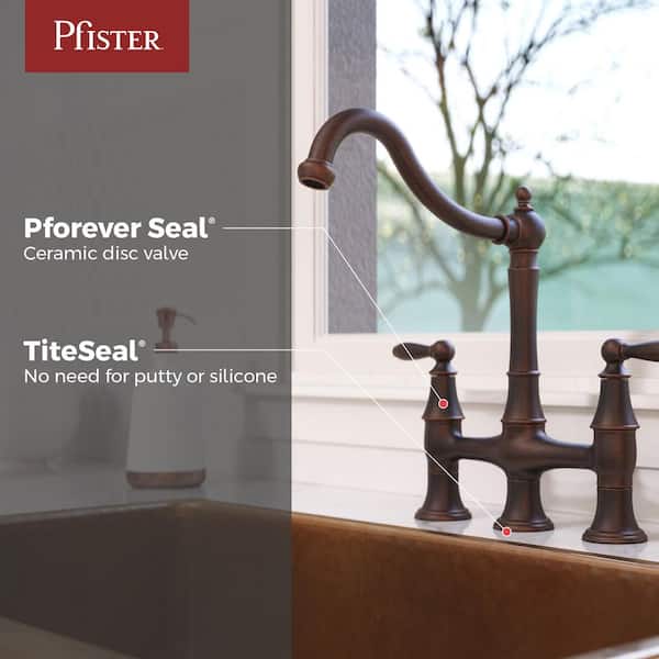 Courant 2-Handle Bridge Kitchen Faucet with Side Spray in Rustic Bronze