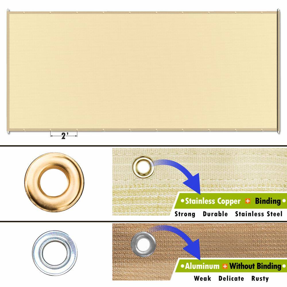 Beige 10' x 20' HDPE Pergola Shade Canopy with Stainless Steel Rods