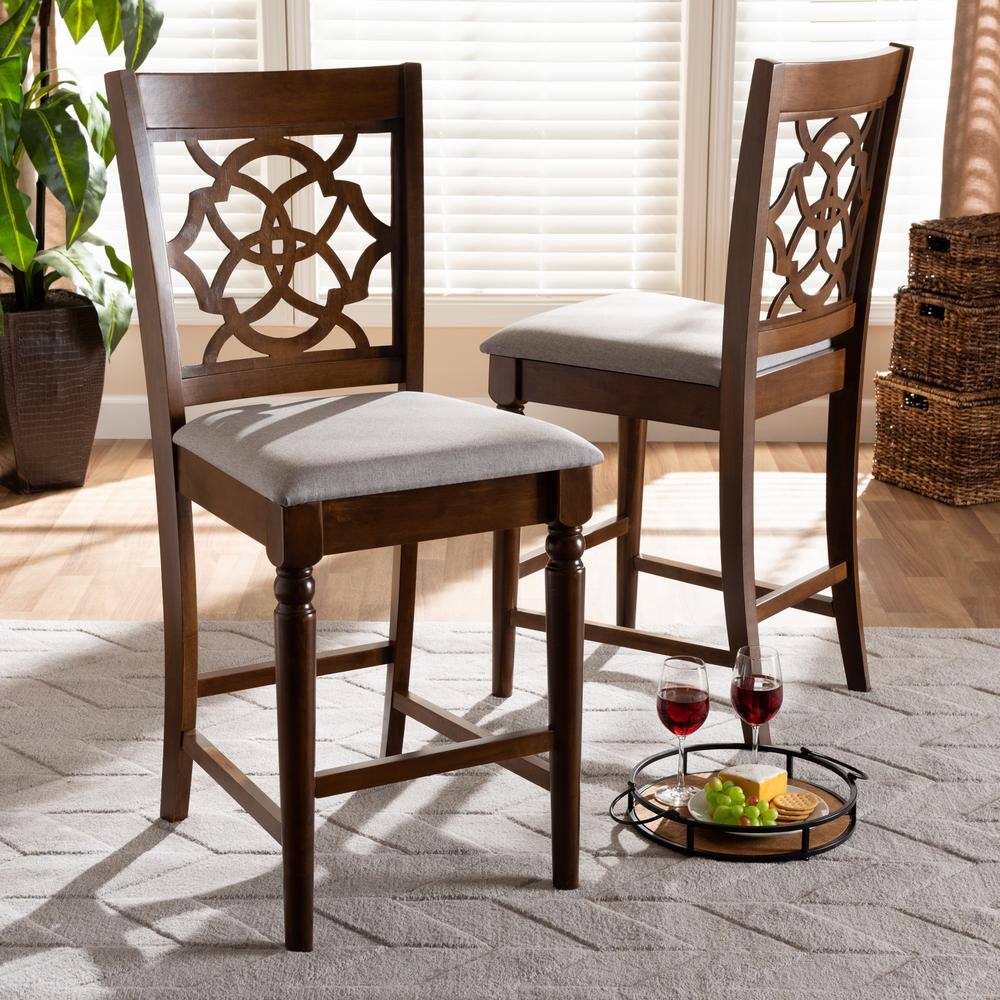 Oscar Walnut Brown Cane-Back Counter Height Pub Chair Set