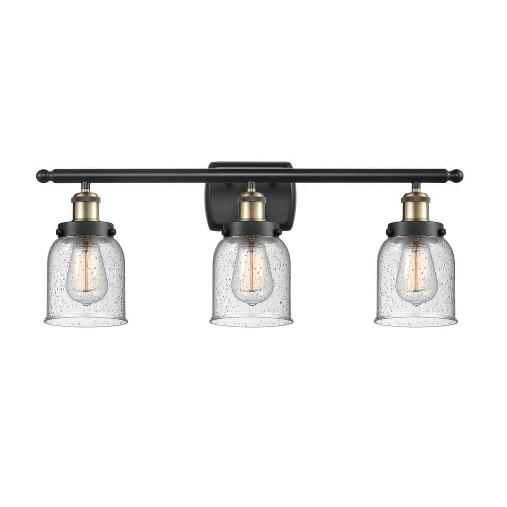 Bell 26 in. 3-Light Black Antique Brass Vanity Light with Glass Shade price history on PriceWatchPro
