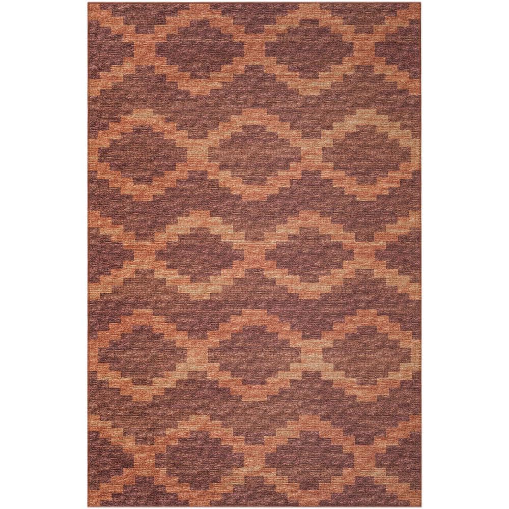 Yuma Red 9 ft. x 12 ft. Geometric Indoor/Outdoor Washable Area Rug