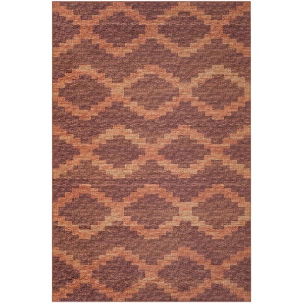 Yuma Red 9 ft. x 12 ft. Geometric Indoor/Outdoor Washable Area Rug