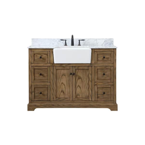 Unbranded Timeless Home 48 in. W x 22 in. D x 34.75 in. H Bath Vanity in Driftwood with Carrara Marble Top with White Basin