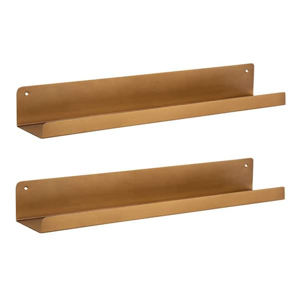 Kate and Laurel Mezzo 24 in. x 3 in. x 4 in. Gold Decorative Wall Shelf