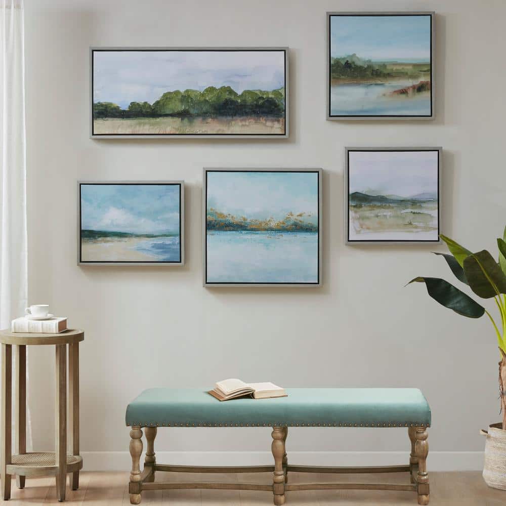 Martha Stewart Vista Framed Embellished Canvas Gallery 5 Piece Set, image size:1000x1000