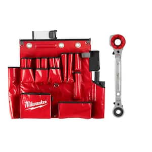 Lineman's Aerial Tool Apron with Lineman's 5-In-1 Ratcheting Wrench with Milled Strike Face (2-Piece)