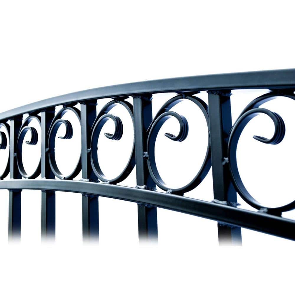 Paris Style Black Steel Sliding Driveway Gate with Pedestrian Gate