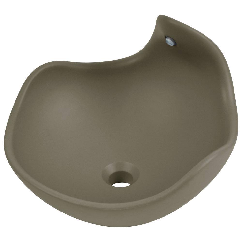 Taupe Clay Artistic Concrete Vessel Sink with Built-In Faucet