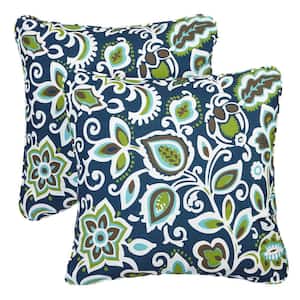 Faxon Oxford Navy Square Outdoor Throw Pillow (2-Pack)