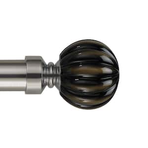 10 ft. Non-Telescoping 1-1/8 in. Single Curtain Rod with Rings in Stainless with Ceramic Ball Finial