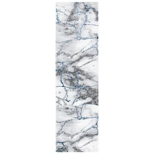Craft Ivory Gray/Blue 2 ft. x 10 ft. Distressed Abstract Runner Rug