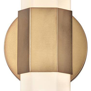 Heritage Brass Cylinder Wall Sconce with Etched Glass
