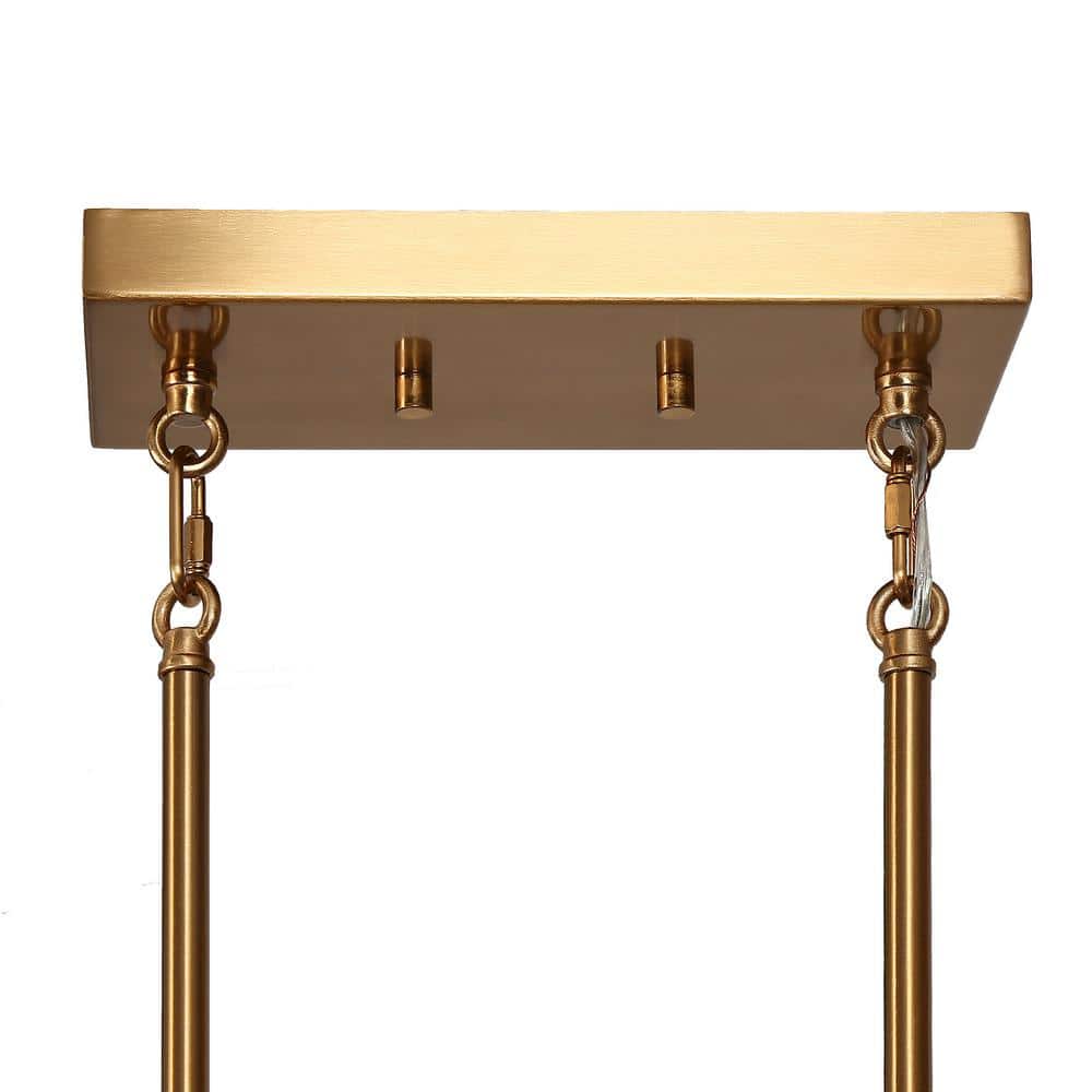 Gold Brass 8-Light Chandelier with Crackled Glass Shades