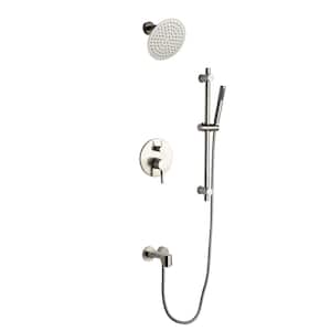 Luviah 1-Spray Tub and Shower Faucet Combo with Round Showerhead and Handheld Shower Wand in Brushed Nickel