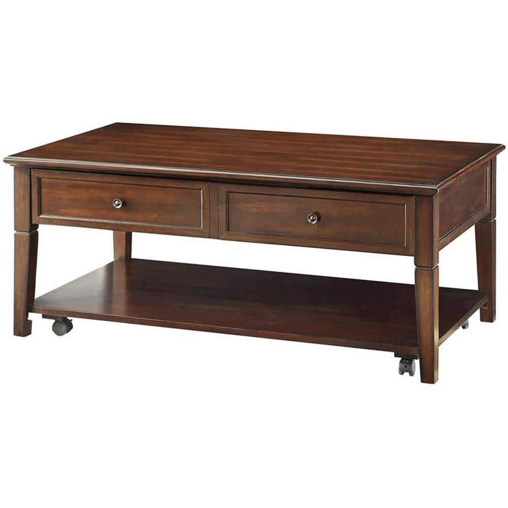 Walnut Rectangular Wood Lift-Top Coffee Table with Storage