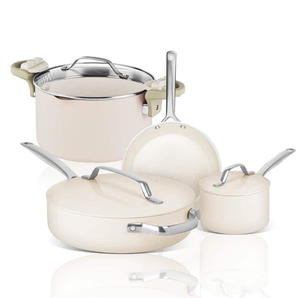 Modern 7-Piece Aluminum Ultra Performance Ceramic Nonstick Cookware Set wit